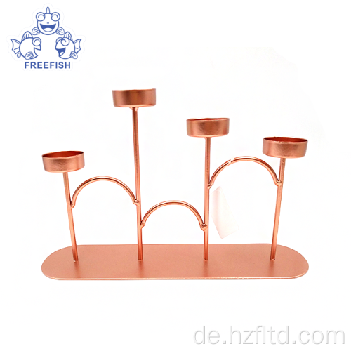 Kerzenhalter-Set mit 4 Armen aus Metall in Roségold